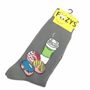 Foozys Donuts and Coffee Socks Gray Mens Shoe Size 6-12
